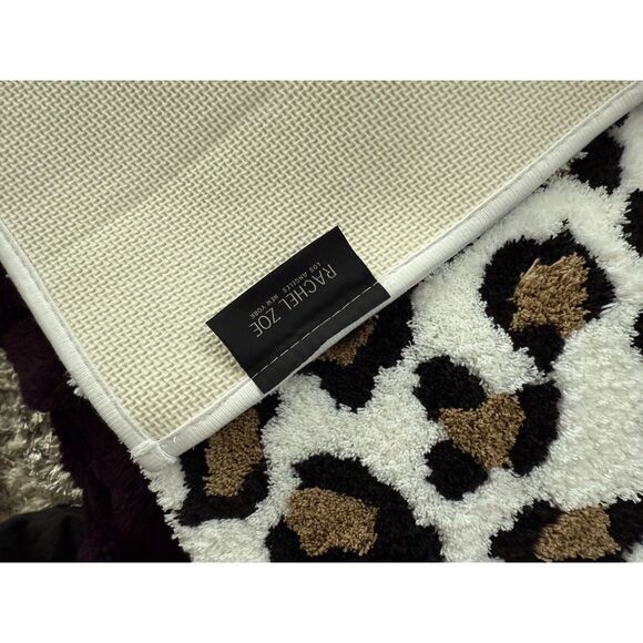 Rachel Zoe Leopard Bath Rug 24x60 Designer Luxury Plush Mat Animal Print - Picture 3 of 5